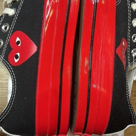NIB Converse x Commes des Garçons Black & Red Chuck Taylor Sneakers Size 9 - Picture 8 of 11